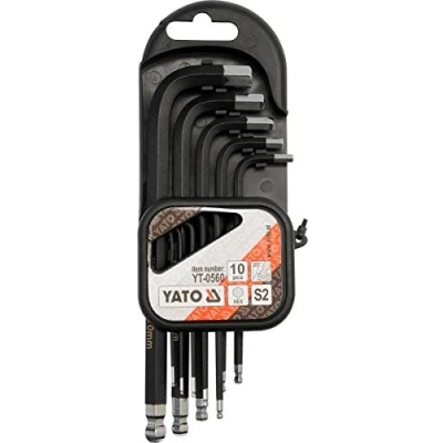 Image of Yato professional ball ended hex allen key set 10 pcs 1.27 mm S2 steel(YT 0560)