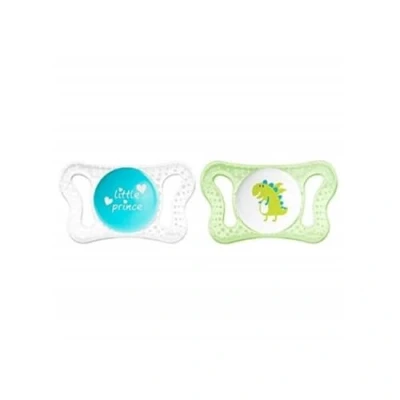 Image of Chicco Physio Micrò Pack of 2 Silicone Dummies for Newborns Aged 0 Months, Random Models, Blue