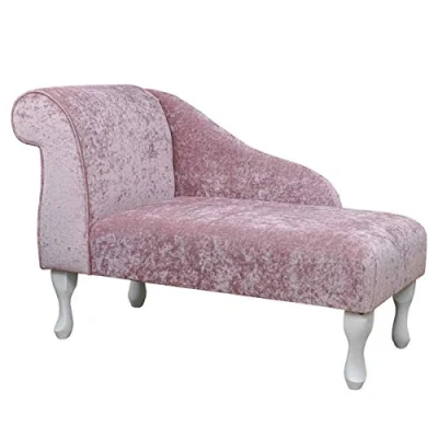Image of 41&quot; Small Chaise Longue Lounge Sofa Bench Seat Chair Pastiche Pink Queen Anne UK Left Faced