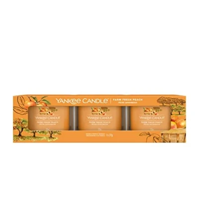 Image of Yankee Candle Farm Fresh Peach 3 Filled Votive Gift Set