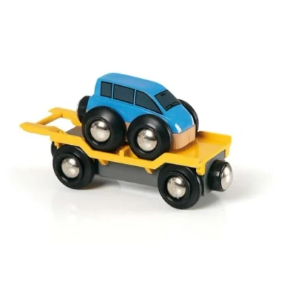 Image of BRIO World Toy Car Transporter for Kids Age 3 Years and Up Wooden Railway Add On Accessories