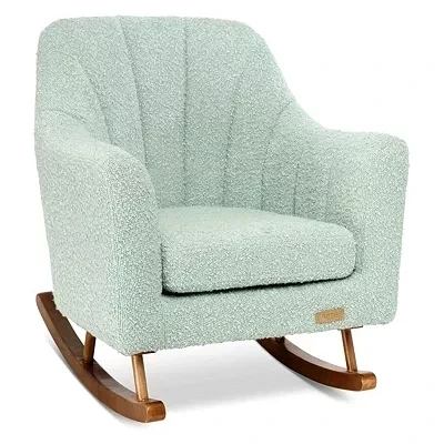 Image of Tutti Bambini Jonah Mini Me Kids Rocking Chair Co ordinated Bouclé for Toddler, Contoured Backrest &amp; Rubberwood Bars, Toddler Rocker from 3 to 6 years (Ocean Stone)