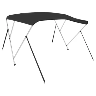 Image of vidaXL 3 Bow Bimini Top Boat Canopy UV Proof, Water Resistant 600D Polyester, Aluminium Frame, Marine Grade Stainless Steel Hardware, Black