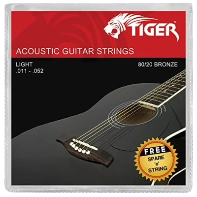 Image of TIGER AGS SL Acoustic Guitar Strings Super Light (.011 .052) Steel for Guitar, Bronze