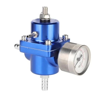 Image of 0 140 PSI Fuel Pressure Regulator, Universal Adjustable Regulator Gauge Hose Kit(Blue)