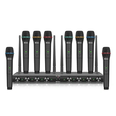 Image of D Debra Audio AU800 Pro UHF 8 Channel Wireless Handheld Microphone System with Cordless Mics, Metal Receiver, Ideal for Karaoke Church Party (With Handheld)
