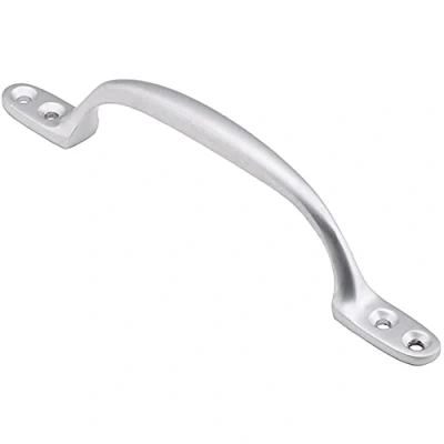 Image of Loops Sash Window Bow Shaped Lift Handle 158 x 12mm 30mm Proj Satin Chrome Sliding Fitting Traditional Style Pull Fixture