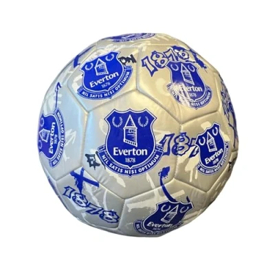 Image of Everton Football Club Official Size 5 Graffiti Football, Blue and Silver