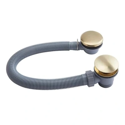 Image of Nes Home Brushed Brass Click Clack Bath Sprung Waste and Overflow