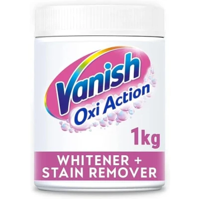 Image of Vanish Oxi Action Whitener and Stain Remover Powder For Whites 1kg, Pack of 1 Chlorine Bleach Free Formula Whiter Whites, Safe on Everyday Fabrics (Packing May Vary)