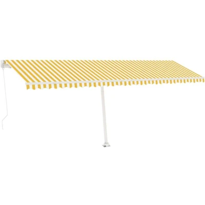 Image of vidaXL Freestanding Manual Retractable Awning 600x300 cm Yellow/White