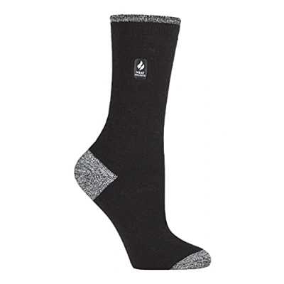 Image of HEAT HOLDERS Ultra Lite Ladies Thin Lightweight 1.0 TOG Winter Warm Casual Thermal Dress Socks (4 8 uk, Black/White (Oia))