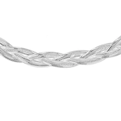 Image of Tuscany Silver Women&#039;s Sterling Twined Flexible Herringbone Chain of 43cm/17&quot;