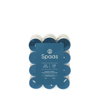 Image of Spaas Scented Tealights flatpack x24 4.5h, Soft Sunrise, Blue