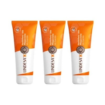 Image of Lindesa K Care Cream with Chamomile and Beeswax Hand Skin Protection Pack of 3 Polyethylene Tube 75 ml