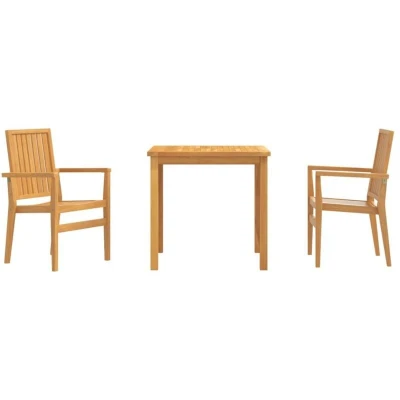 Image of vidaXL 3 Piece Garden Dining Set Solid Wood Teak