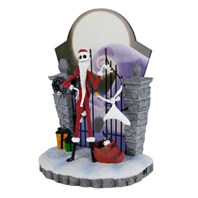 Image of Enesco Disney Showcase The Nightmare Before Christmas Santa Jack with Gate Scene Lit Figurine, 10 Inch, Multicolor