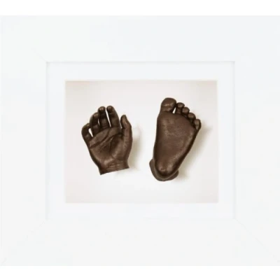 Image of BabyRice New Baby Casting Kit with 6x5&quot; White 3D Box Display Frame/White Mount/White Backing/Bronze Paint