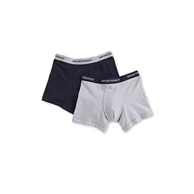 Image of Emporio Armani Men&#039;s 111268CC717 Boxer Shorts, Grey/Marine, XL (Pack of 2)