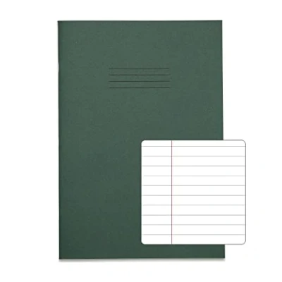 Image of Rhino A4 Exercise Book 64 Page, Dark Green, 8mm Ruled &amp; Margin Pages (Pack 50)