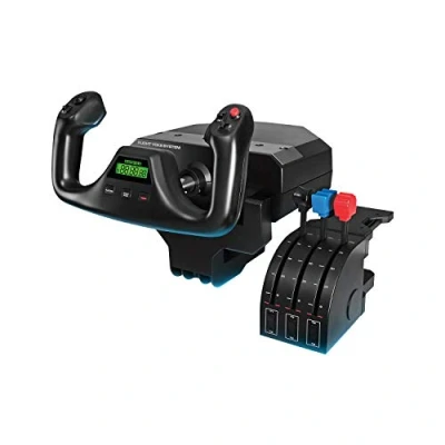 Image of Logitech G Saitek PRO Flight Yoke System, Professional Simulation and Throttle Quadrant, 3 Modes, 75 Programmable Controls, Configurable Knobs, Steel Shaft, USB, PC Black