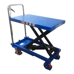 Image of Vulcan Single Scissor Lift Table; Platform WxD: 700x450mm Steel; Blue