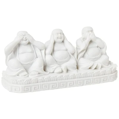 Image of Something Different Wholesale Unique White Enlightening Trio Buddhas 6cm x 12.5cm See, Speak, Hear No Evil Resin Design Perfect for Home Decor