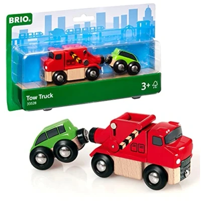 Image of BRIO World Tow Truck for Kids Age 3 Years Up Wooden Railway Train Expansions and Accessories