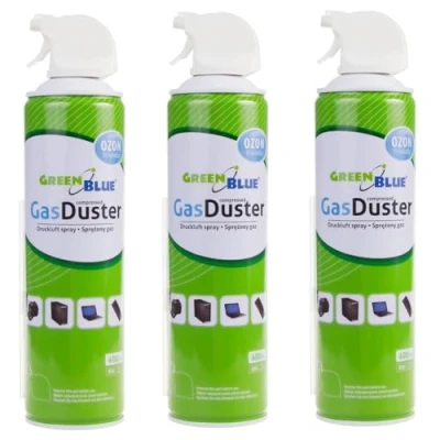 Image of Green Blue GB600 Compressed Air Spray 3X 600ml Duster Cleaning Purifier Equipment Cleaner Ozone Friendly