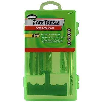 Image of Slime 20133 95 Tyre Repair Tackle Kit, For All Tyres, Quick and Easy Repair, 9 Piece Set