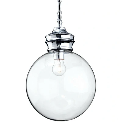Image of Omar 1 Light Globe Ceiling Pendant Chrome, Clear Glass, E27
