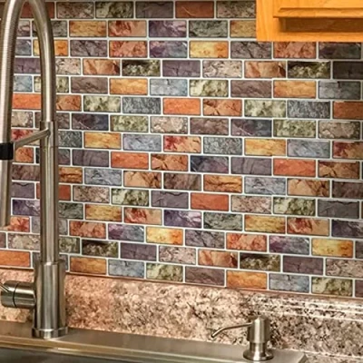 Image of Art3d 10 Piece Peel &amp; Stick Kitchen/Bathroom Backsplash Tiles, 12&quot; X Colorful Marble Tile Design