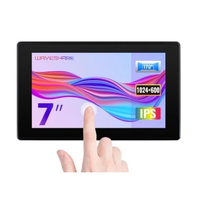 Image of Waveshare 7inch IPS Capacitive Touch Screen with case 1024x600 Pixel LCD Display Toughened Glass Cover for Raspberry Pi/PC Windows, Support Software Configurable Resolution (up to 1920x1080)