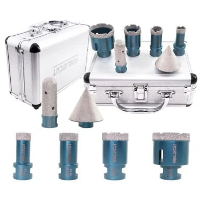 Image of MINLAYCUT Diamond Core Drill Bits Set 20/25/35/50mm+20F Tile Hole Saw Kit with 2&quot; Beveling Chamfer for Porcelain Ceramic Granite Marble