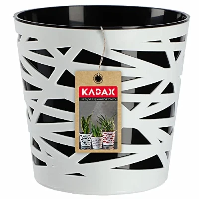 Image of KADAX Round Flower Pot, Lightweight Planter with Unique Design for Living Room, Plastic Indoor Plant Pot Houseplants, Herbs (⌀ 17 cm, Black)