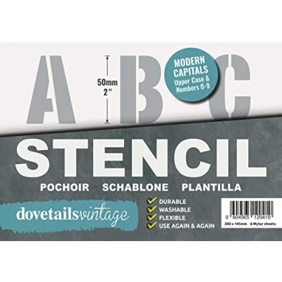 Image of Dovetails Vintage Letter Stencil 50 mm Tall Modern Style Capital Letters and Numbers