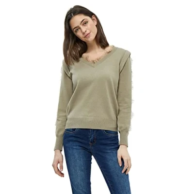 Image of Desires Women&#039;s Kaiona Lace Pullover Beige UK Autumn Ladies Jumpers Size S, 0178 Winter TWIG Sand, S