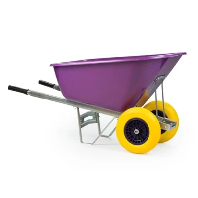 Image of KCT 200L XL Twin Wheel Wheelbarrow Purple Heavy Duty Garden/Stable Yard/Builders Barrow with Puncture Proof Tyres
