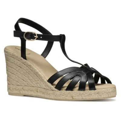 Image of Geox Women&#039;s D GELSA A Wedge Sandal, Black, 4 UK