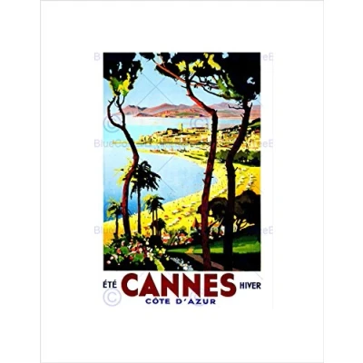 Image of Wee Blue Coo VINTAGE TRAVEL CANNES FRANCE NEW BLACK FRAME FRAMED ART PRINT PICTURE B12X11899