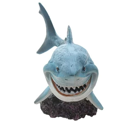 Image of emours Resin Shark Fish Tank Decor Aquarium Ornament Home Decoration