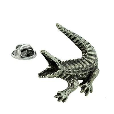 Image of Crocodile Lapel Pin Badge In British Pewter XDHLP1321
