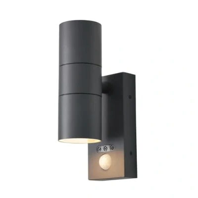 Image of LITECRAFT Kenn Outdoor Up &amp; Down Wall Light IP65 Rated with PIR Motion Sensor (Anthracite)