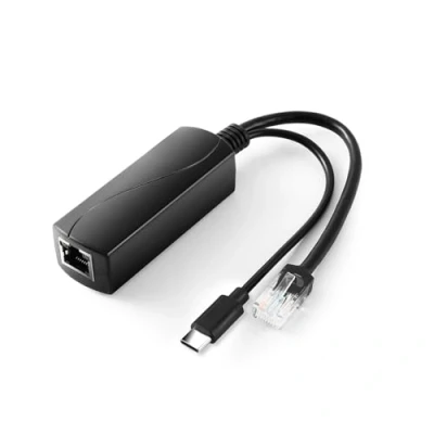 Image of Type C PoE Splitter 5V 2.4A Output, IEEE 802.3af Standard 10/100M Power Over Ethernet Adapter for Security IP Camera CCTV Device(TYPEC0502 Black)