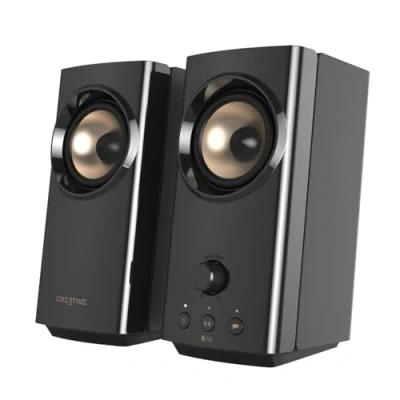 Image of CREATIVE T60 2.0 Compact Hi Fi Desktop Speakers with Clear Dialog and Surround by Sound Blaster, SmartComms Kit, USB C Audio, Mic Headset Ports, Bluetooth 5.0