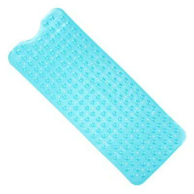Image of ANSIO® Long Bath Mat PVC Non Slip Anti Mould Shower with Drain Holes &amp; Suction Cups Machine Washable Bathtub 102 x 40cm / 40 16 inches Teal