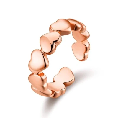 Image of Philip Jones Rose Gold Plated Adjustable Heart Band Ring