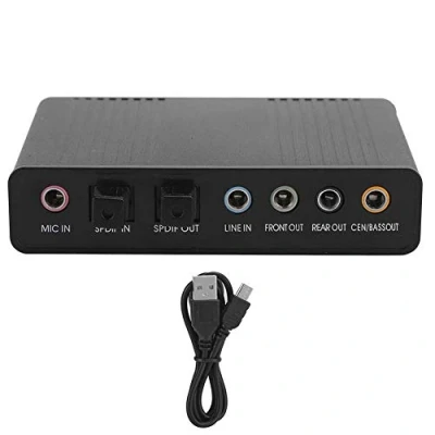 Image of Sound Card, Channel Surround Adapter 5.1 Computer External Card o USB Cable for Karaoke Recording