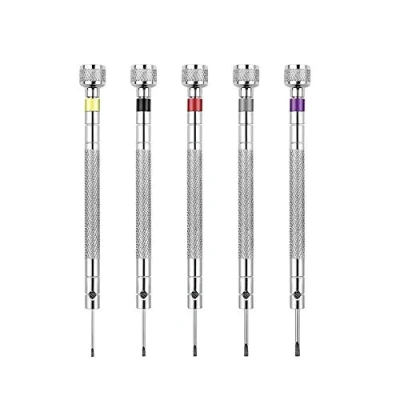 Image of 5 Pcs Precision Screwdriver Set Watchmakers Screwdrivers Reversible Blade for Watch Eyeglasses Jewelry Repair