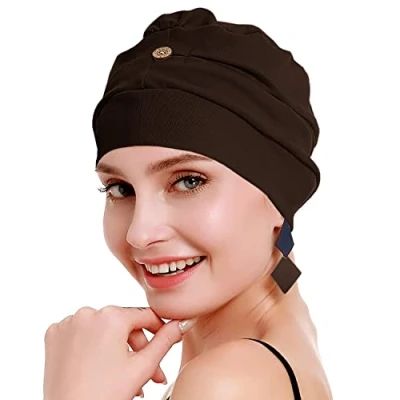 Image of osvyo Cotton Chemo Headwear for Women with Cancer and Hair Loss, Hat, Lightweight Headwear, Sealed Packaging, coffee, One Size